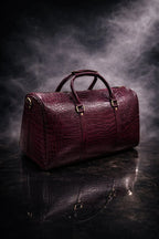 Forest Burgundy Embossed Genuine Leather Duffle Bag