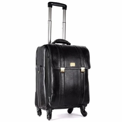 Leather Laguage Trolly Bag (Black)