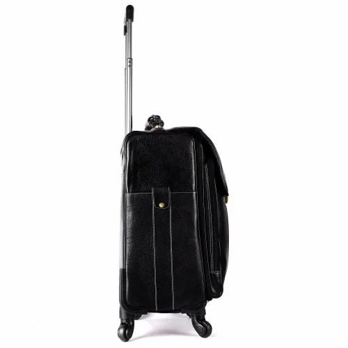 Leather Laguage Trolly Bag (Black)