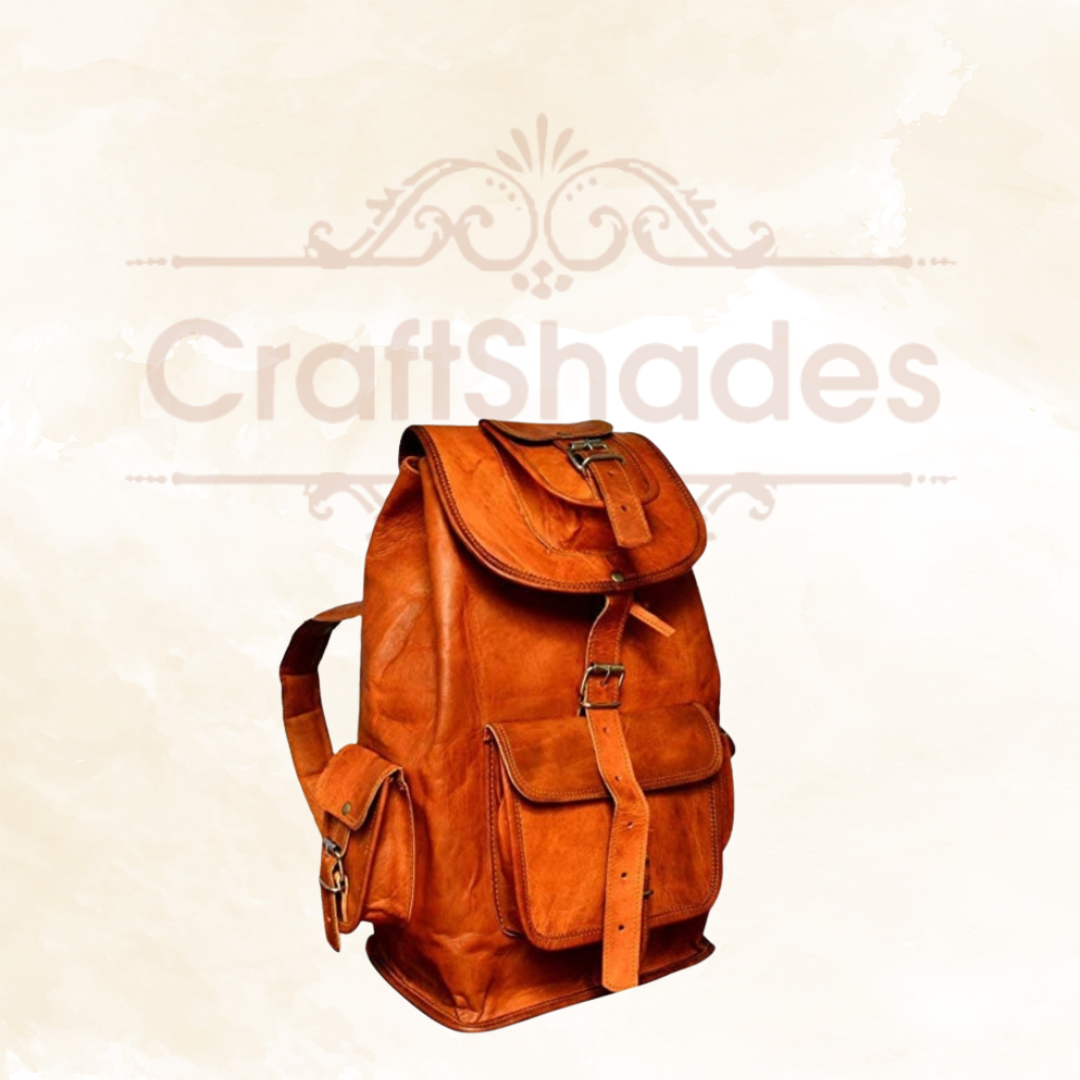CraftShades - 13*18 Inch Goat Leather Backpack bag For Girls And Boys | 100% Genuine Leather