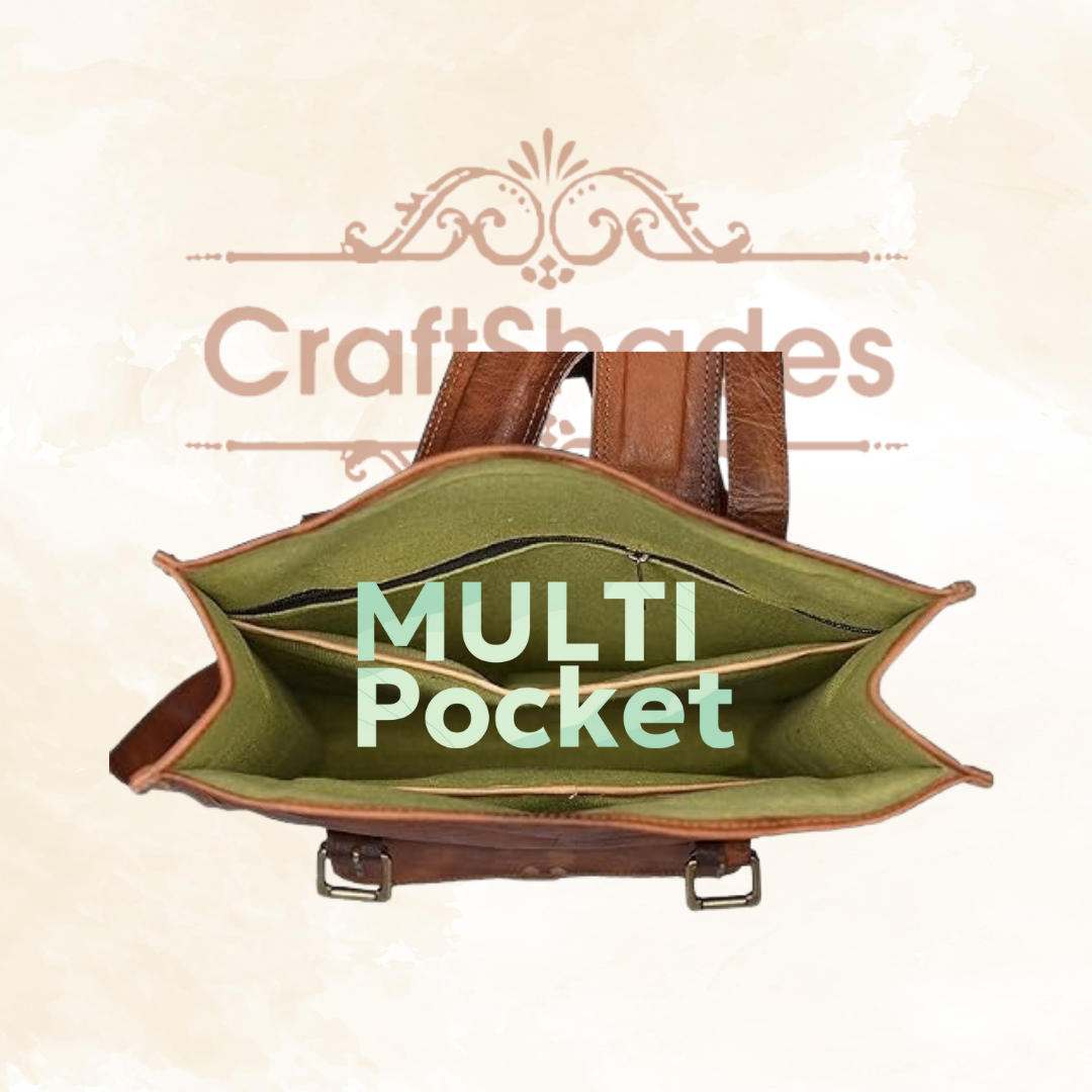 Craftshades - 12 x 16 x 20 Inch 100% Genuine Roll Leather Shoulder Backpack | Unisex