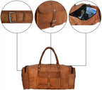 Buffalo Leather Duffle Bag with Shoes Compartment