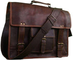 Craftshades – Vintage Dark Brown Single Pocket 15″11 Handcrafted Leather Laptop Bag | 100% Genuine Leather