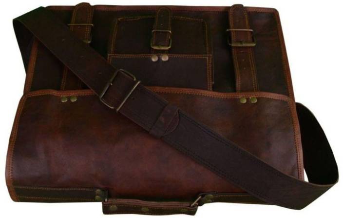 Craftshades – Vintage Dark Brown Single Pocket 15″11 Handcrafted Leather Laptop Bag | 100% Genuine Leather