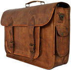 Craftshades – Big Pocket Two Side Pockets 16″12 Handcrafted Leather Laptop Bag | 100% Genuine Leather