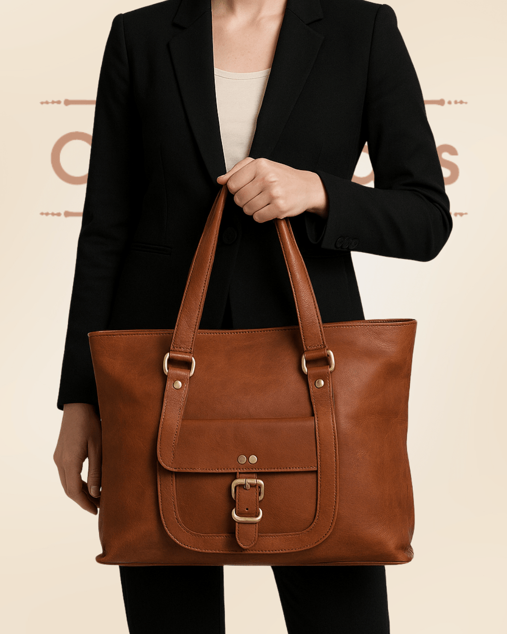 Craftshades – 13 inch Handcrafted Leather Women’s with pocket Tote Bag | 100% Genuine Leather