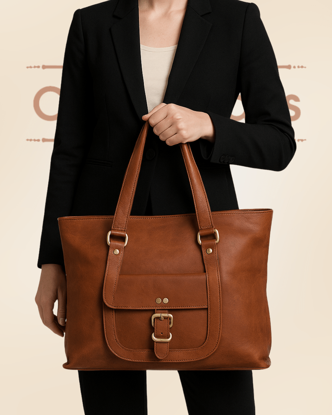Craftshades – 13 inch Handcrafted Leather Women’s with pocket Tote Bag | 100% Genuine Leather