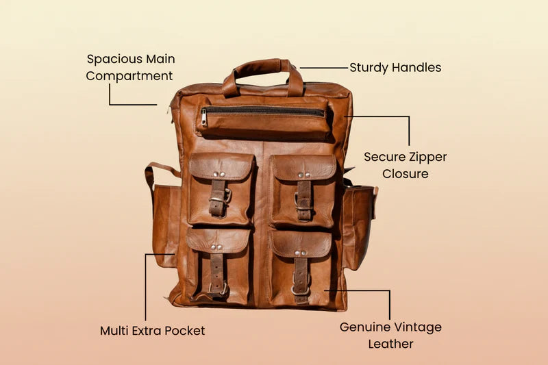 Seven Pocket Goat Leather Backpack | Unisex