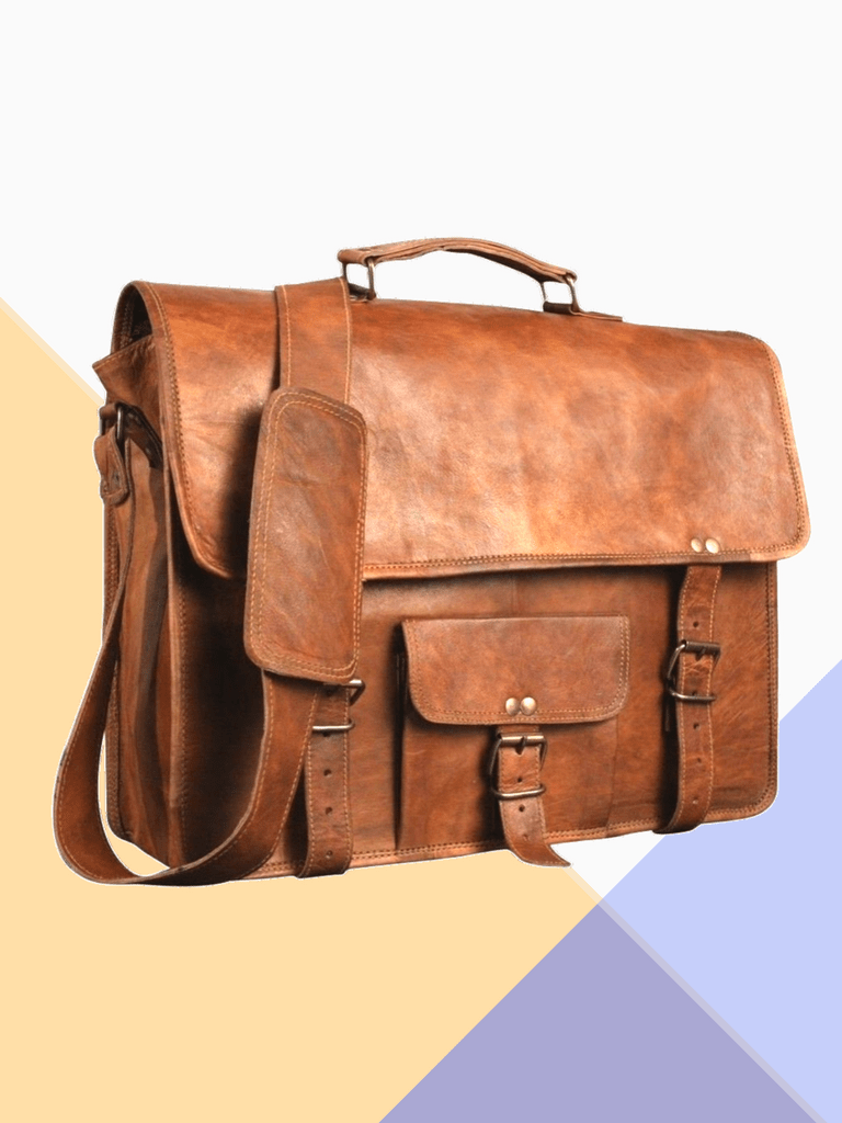 Craftshades – Vintage Single Pocket 16″12 Handcrafted Leather Laptop Bag | 100% Genuine Leather