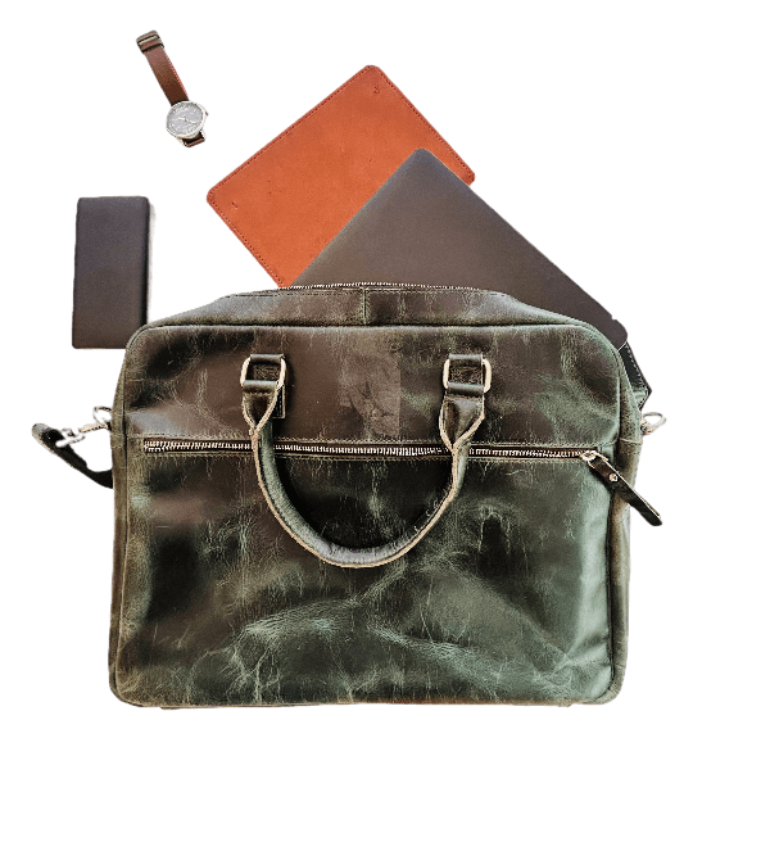 Laptop Green leather Bag