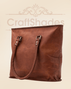 Craftshades – 13 inch Handcrafted Leather Women’s with pocket Tote Bag | 100% Genuine Leather