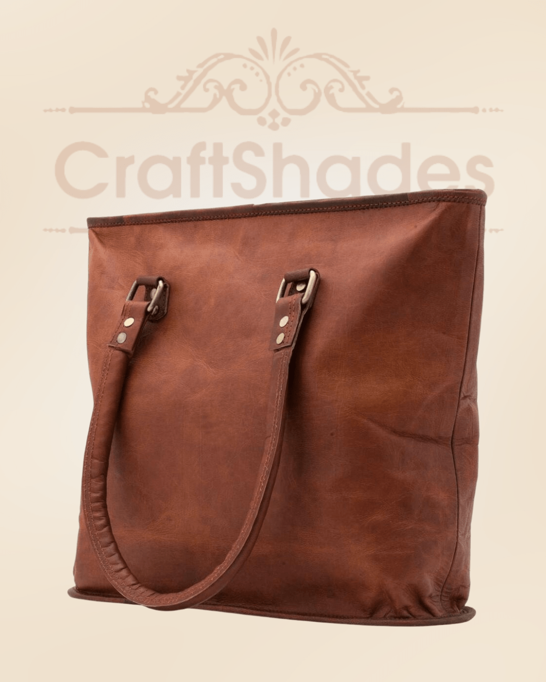 Craftshades – 13 inch Handcrafted Leather Women’s with pocket Tote Bag | 100% Genuine Leather