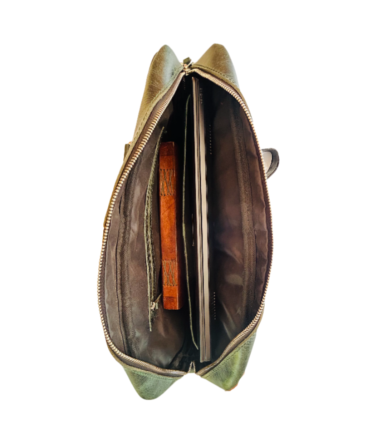 Laptop Green leather Bag