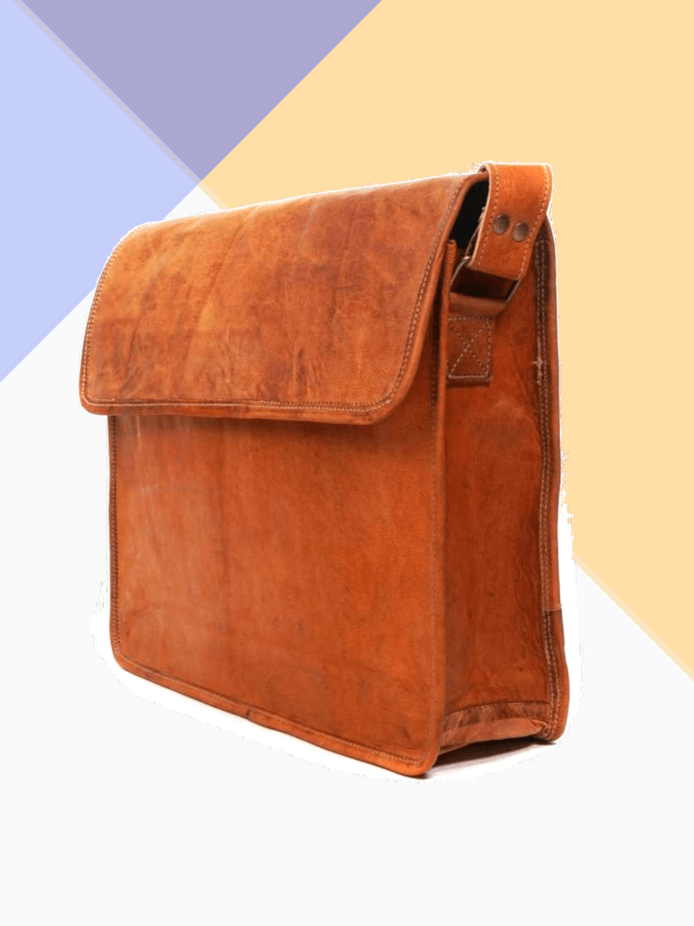 Craftshades – Flip-Flop Plain 18"13 Handcrafted Leather Laptop Bag | 100% Genuine Leather