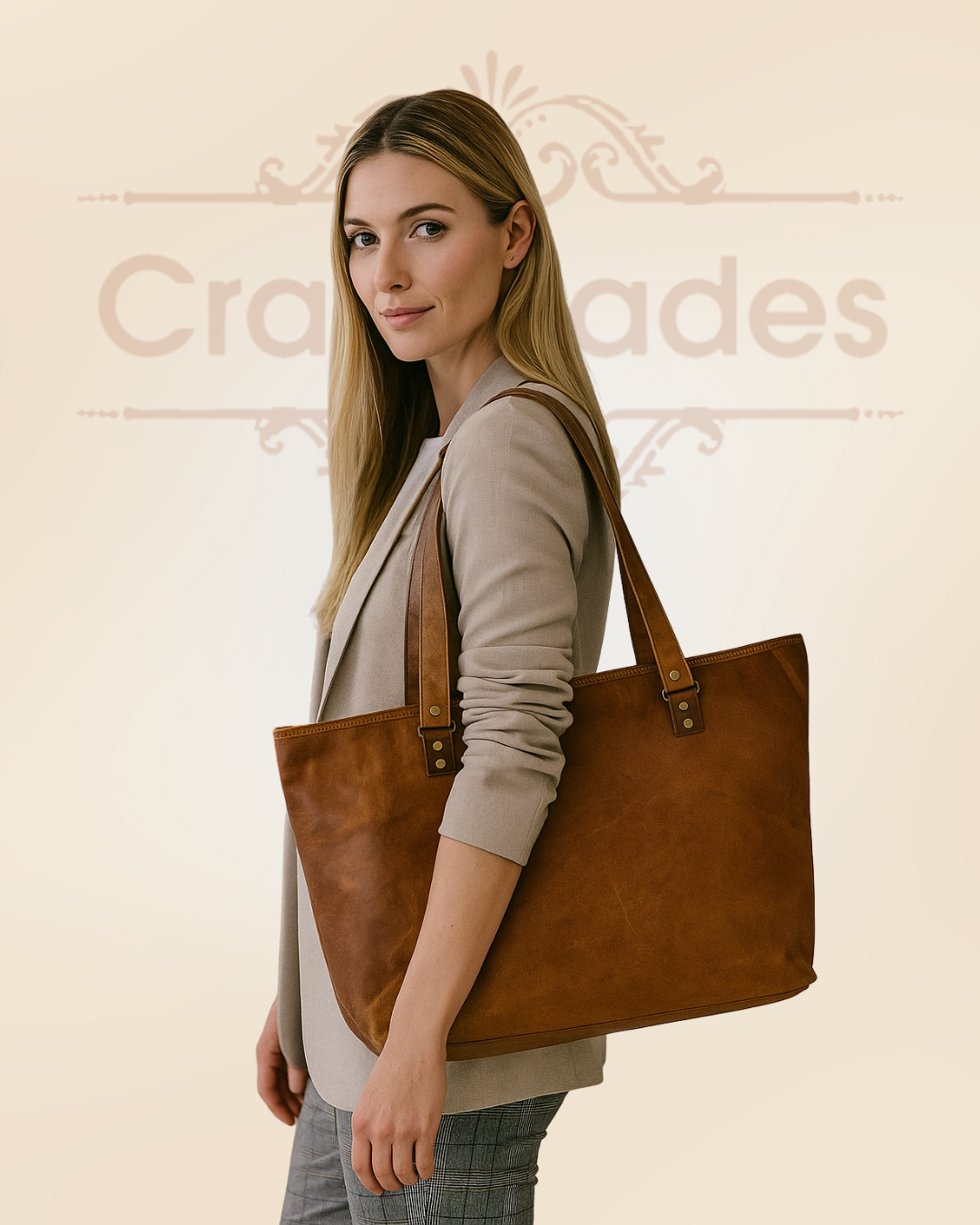 Craftshades – 13 Inch Handcrafted Leather Women’s Tote Bag | 100% Genuine Leather