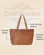 Craftshades – 13 Inch Handcrafted Leather Women’s Tote Bag | 100% Genuine Leather
