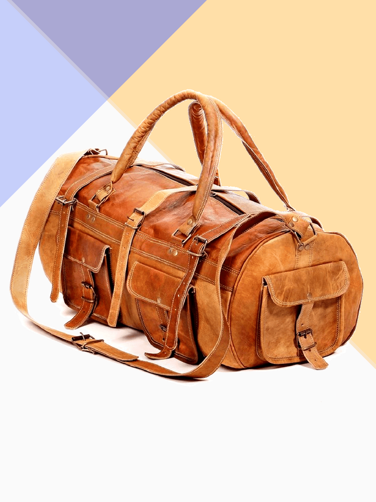 Craftshades – Multiple Pockets 24 Inch Handcrafted Leather Duffle Bag | 100% Genuine Leather