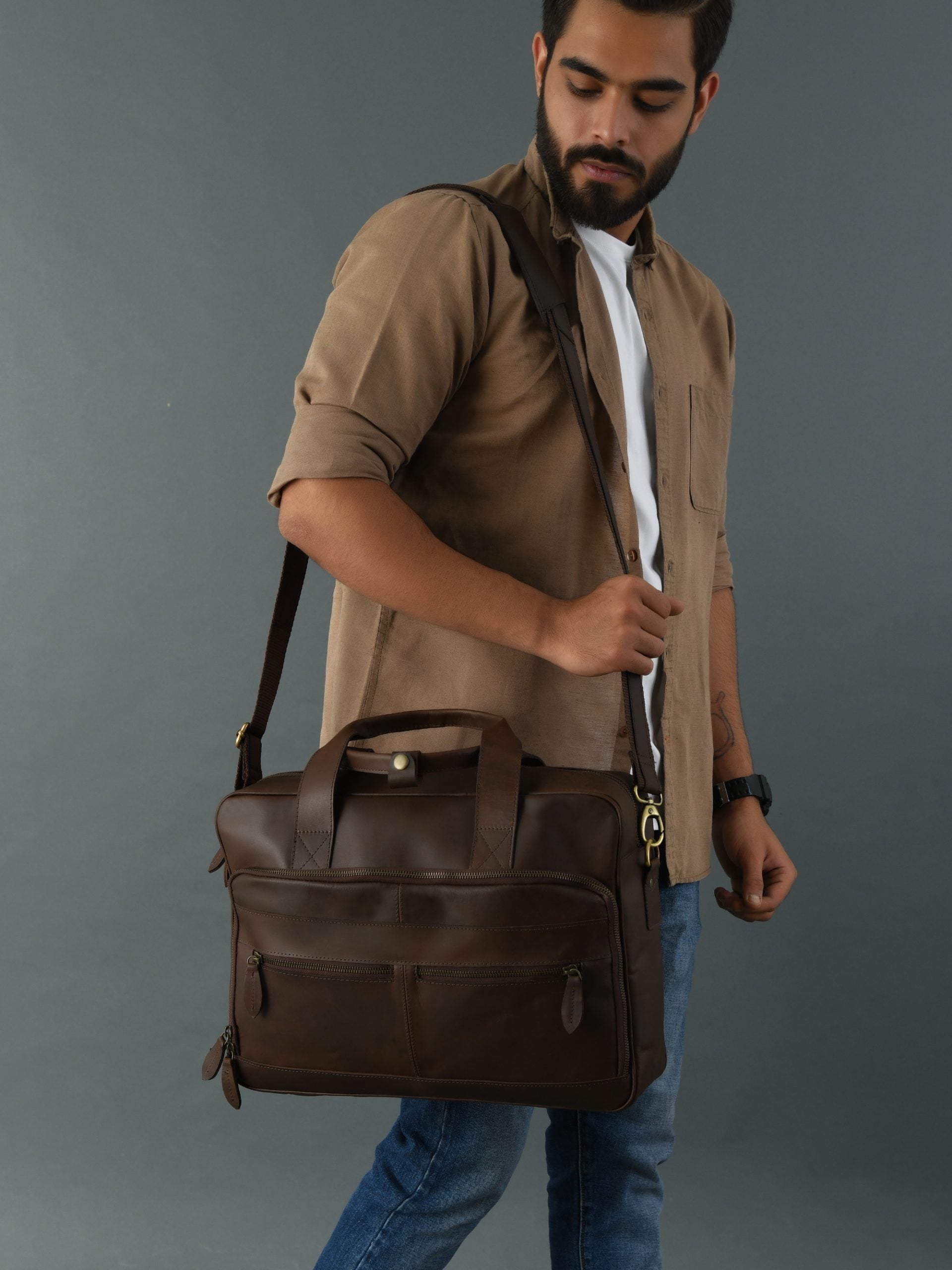 CraftShades buffalo leather Laptop bag