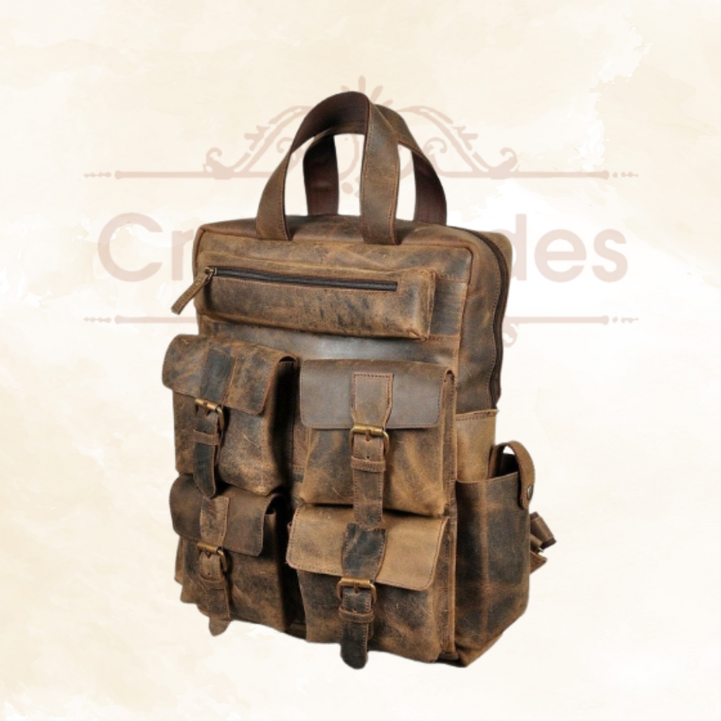 Craftshades - Buffalo Vintage 18" Leather Backpack  | 100% Genuine Leather