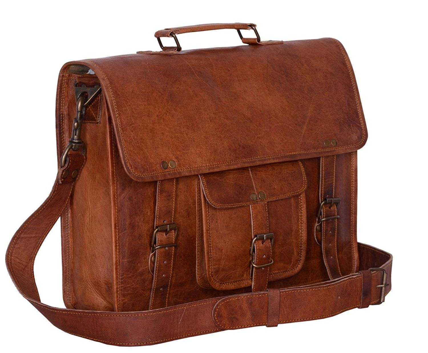 Craftshades – Vintage Single Pocket 18″13 Handcrafted Leather Laptop Bag | 100% Genuine Leather