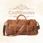 22 inch Buffalo Leather Duffle Bag with Shoes Compartment
