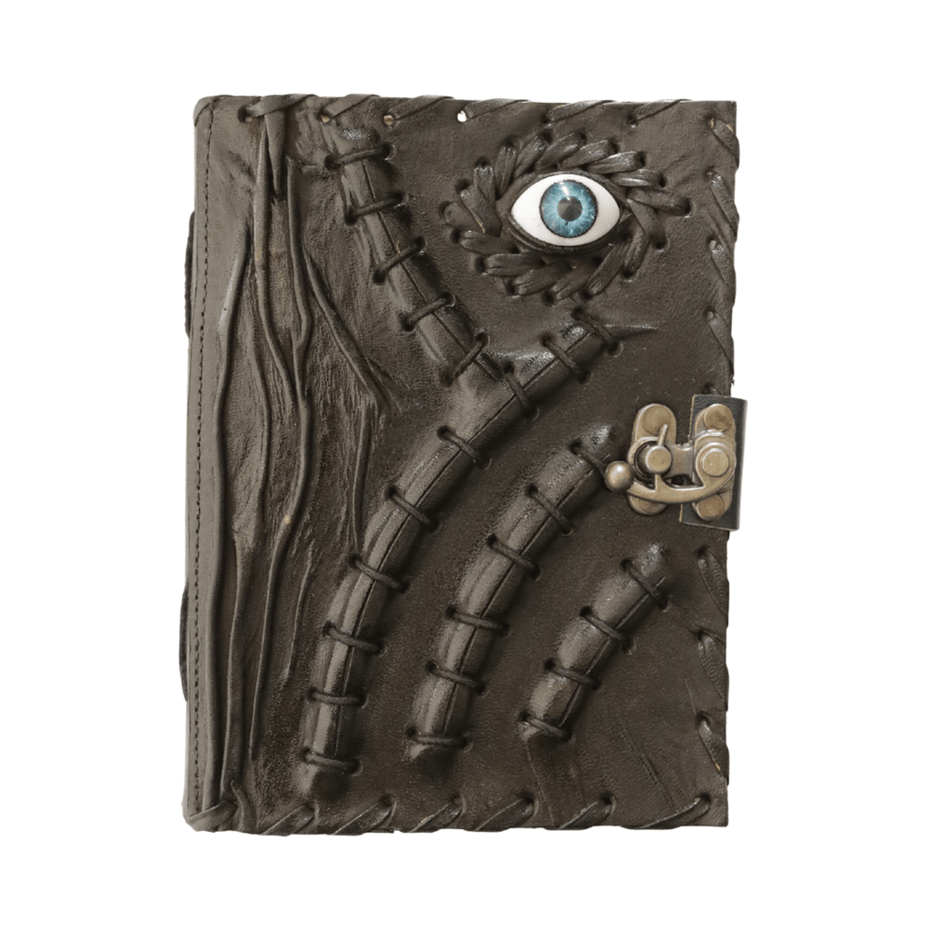 Mystic Evil Eye Hand-Stitched Leather Diary with Antique Lock