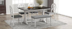 Mid-Century 6-Piece Trestle Dining Set with Victorian Upholstery