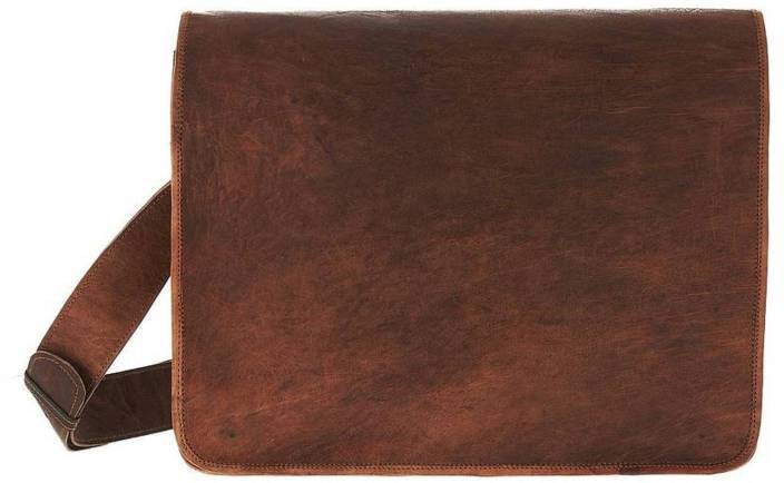 Craftshades – 15"11 Vintage Handcrafted Leather Laptop Bag without Pocket | 100% Genuine Leather