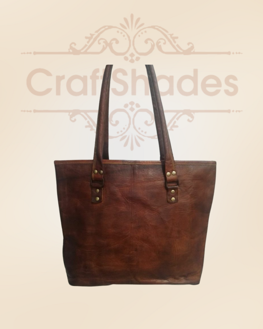 Craftshades – 16 inch Handcrafted Leather Women’s with pocket Tote Bag | 100% Genuine Leather