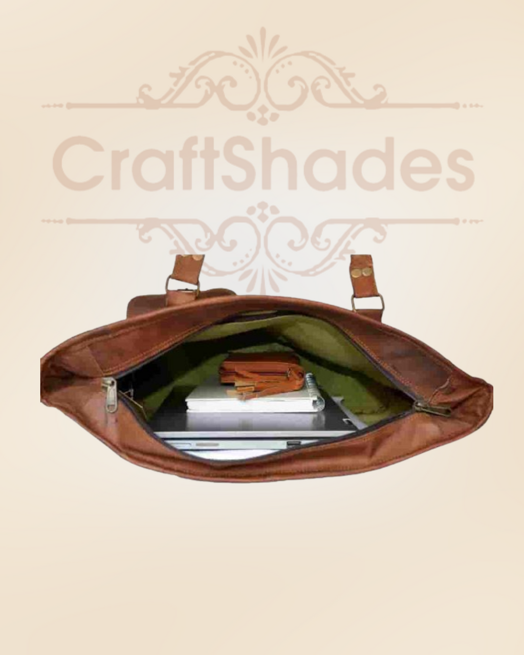 Craftshades – 16 inch Handcrafted Leather Women’s with pocket Tote Bag | 100% Genuine Leather