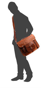 Craftshades – Vintage Single Pocket 15"11 Handcrafted Leather Laptop Bag | 100% Genuine Leather