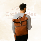CraftShades Vintage Style Leather Backpack with Snap Buckle Closure