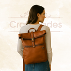 CraftShades Vintage Style Leather Backpack with Snap Buckle Closure