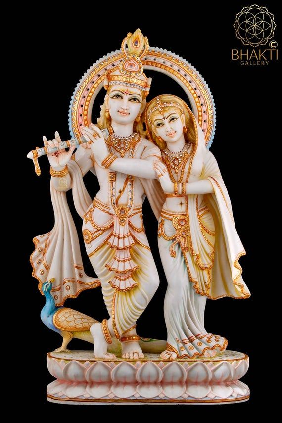 radha krishna marble statue