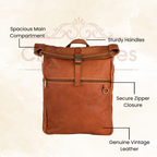 CraftShades Vintage Style Leather Backpack with Snap Buckle Closure