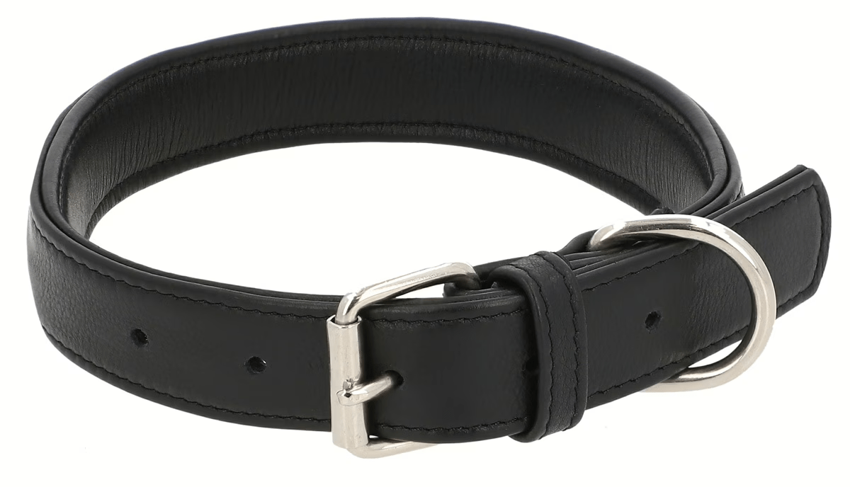 Classic Black Leather Dog Collar – Adjustable &amp; Durable