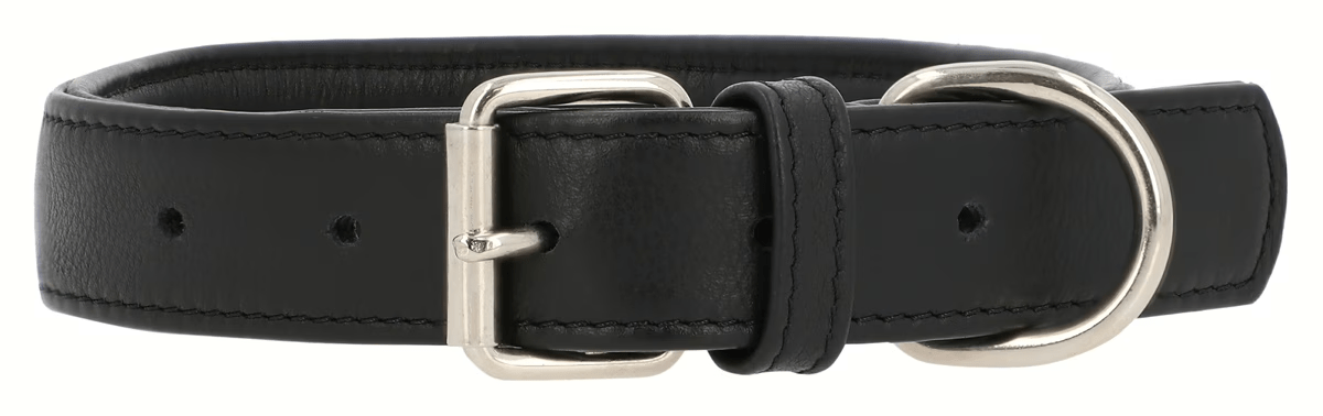 Classic Black Leather Dog Collar – Adjustable &amp; Durable