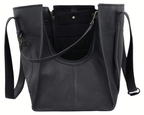 Premium Black Leather Pet Carrier Bag