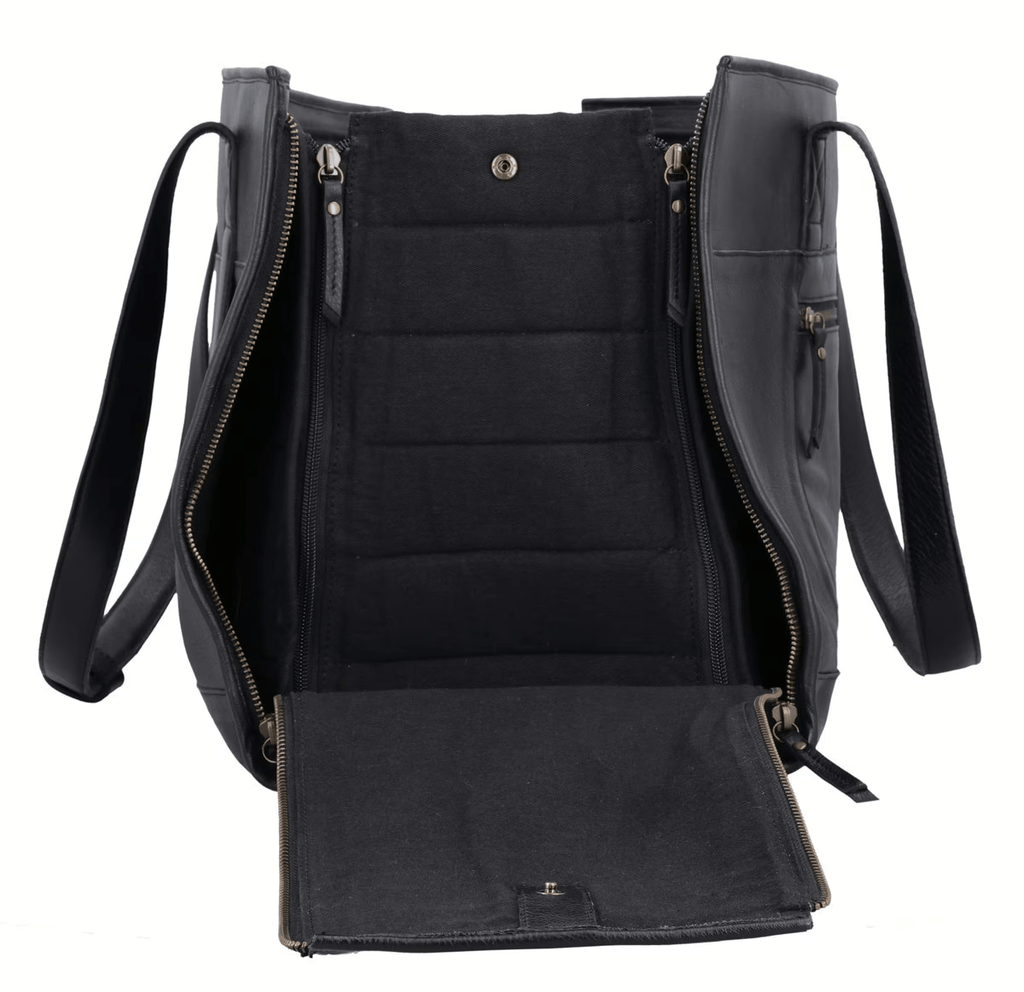 Premium Black Leather Pet Carrier Bag