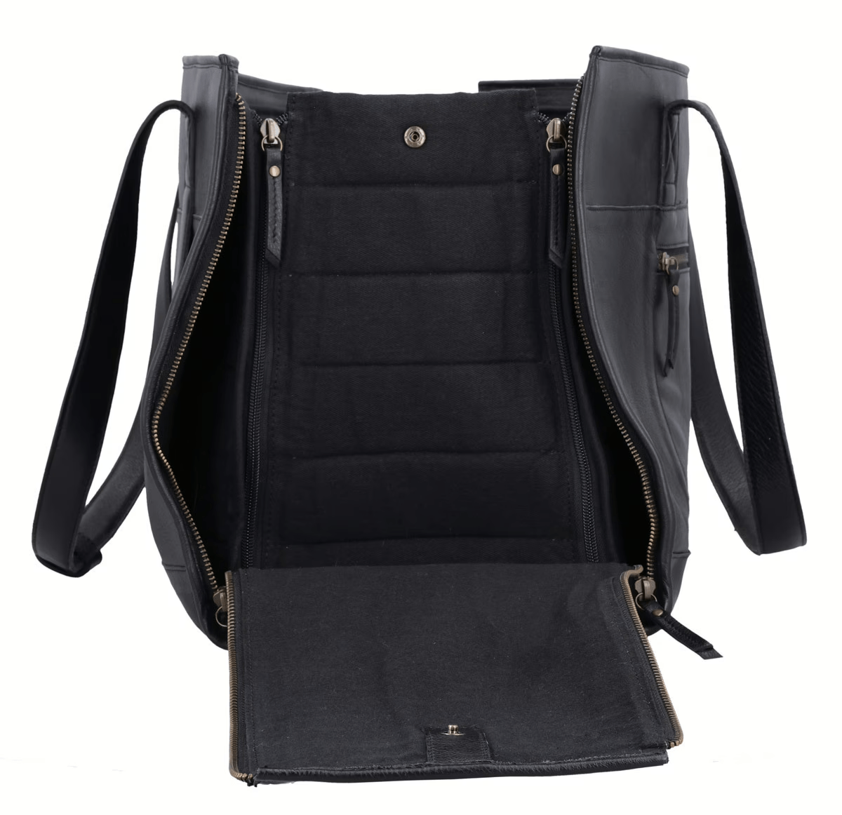Premium Black Leather Pet Carrier Bag