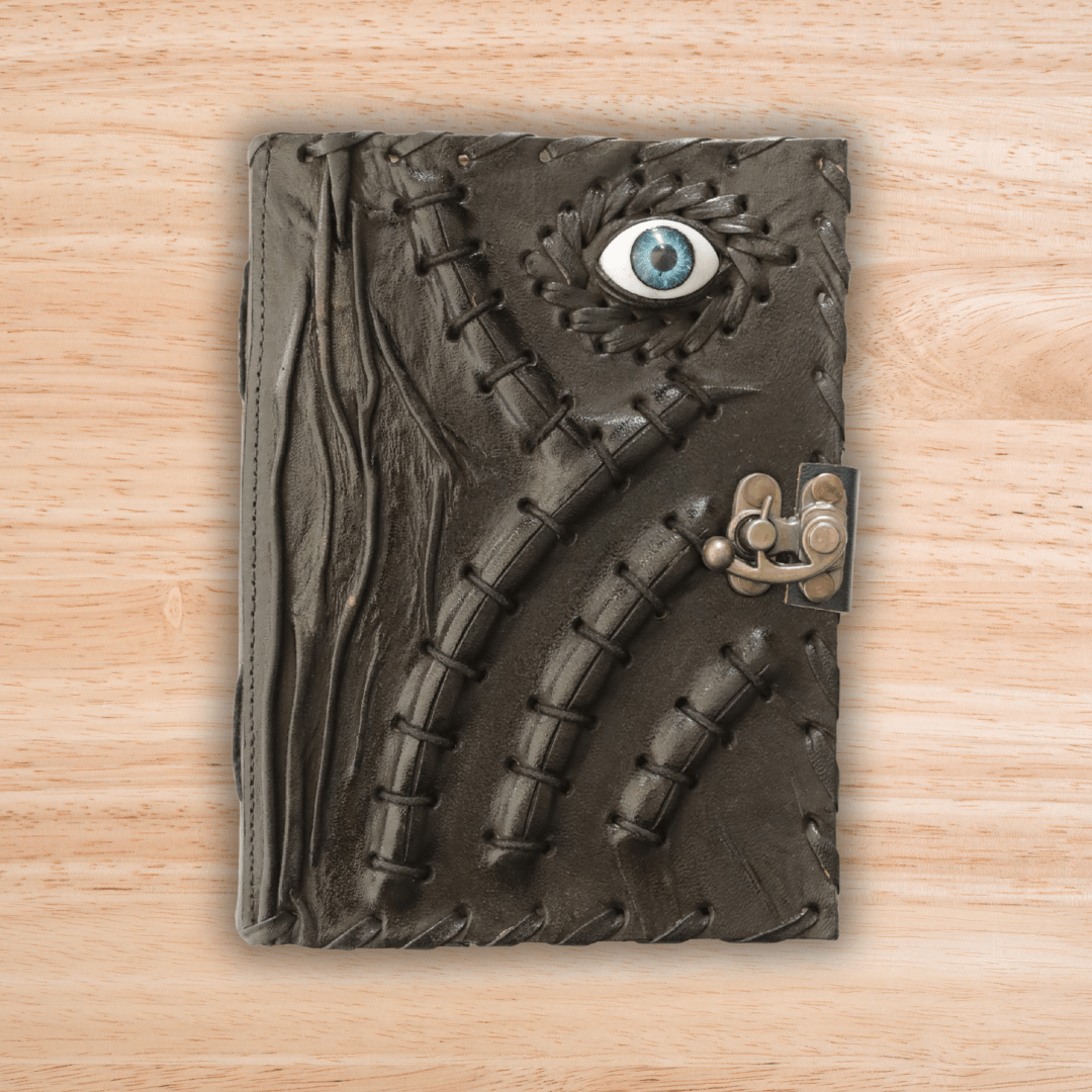Mystic Evil Eye Hand-Stitched Leather Diary with Antique Lock