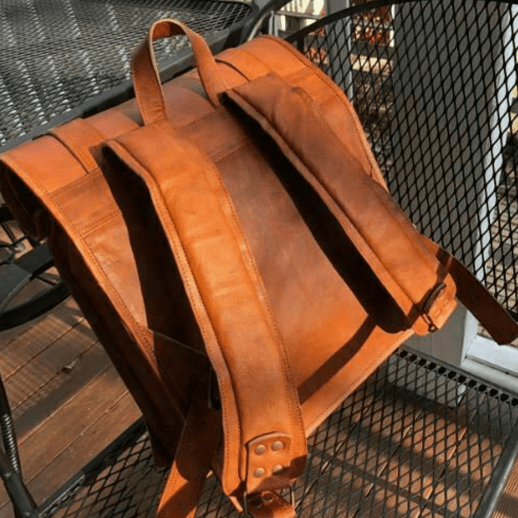 Craftshades - 11 x 20 x 4 Inch 100% Genuine Roll Leather Shoulder Backpack | Unisex