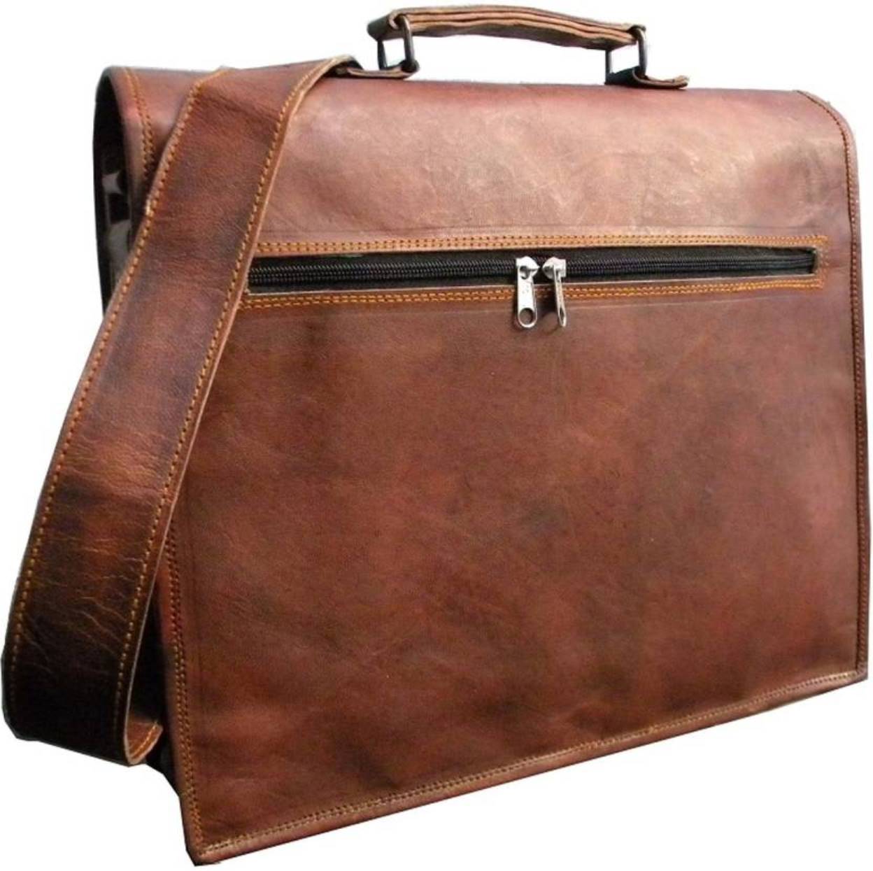 Craftshades – Vintage Single Pocket 18″13 Handcrafted Leather Laptop Bag | 100% Genuine Leather