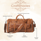 22 inch Buffalo Leather Duffle Bag with Shoes Compartment