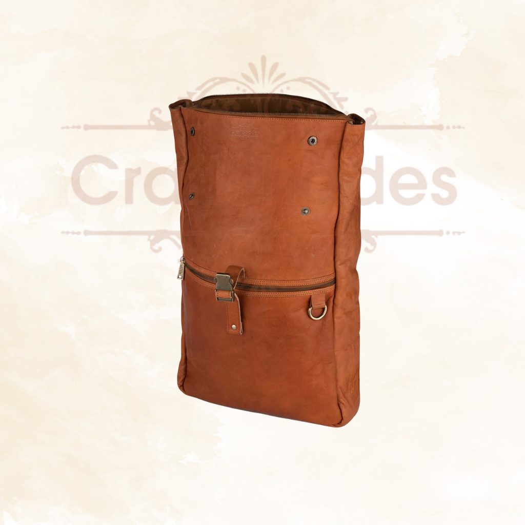 CraftShades Vintage Style Leather Backpack with Snap Buckle Closure