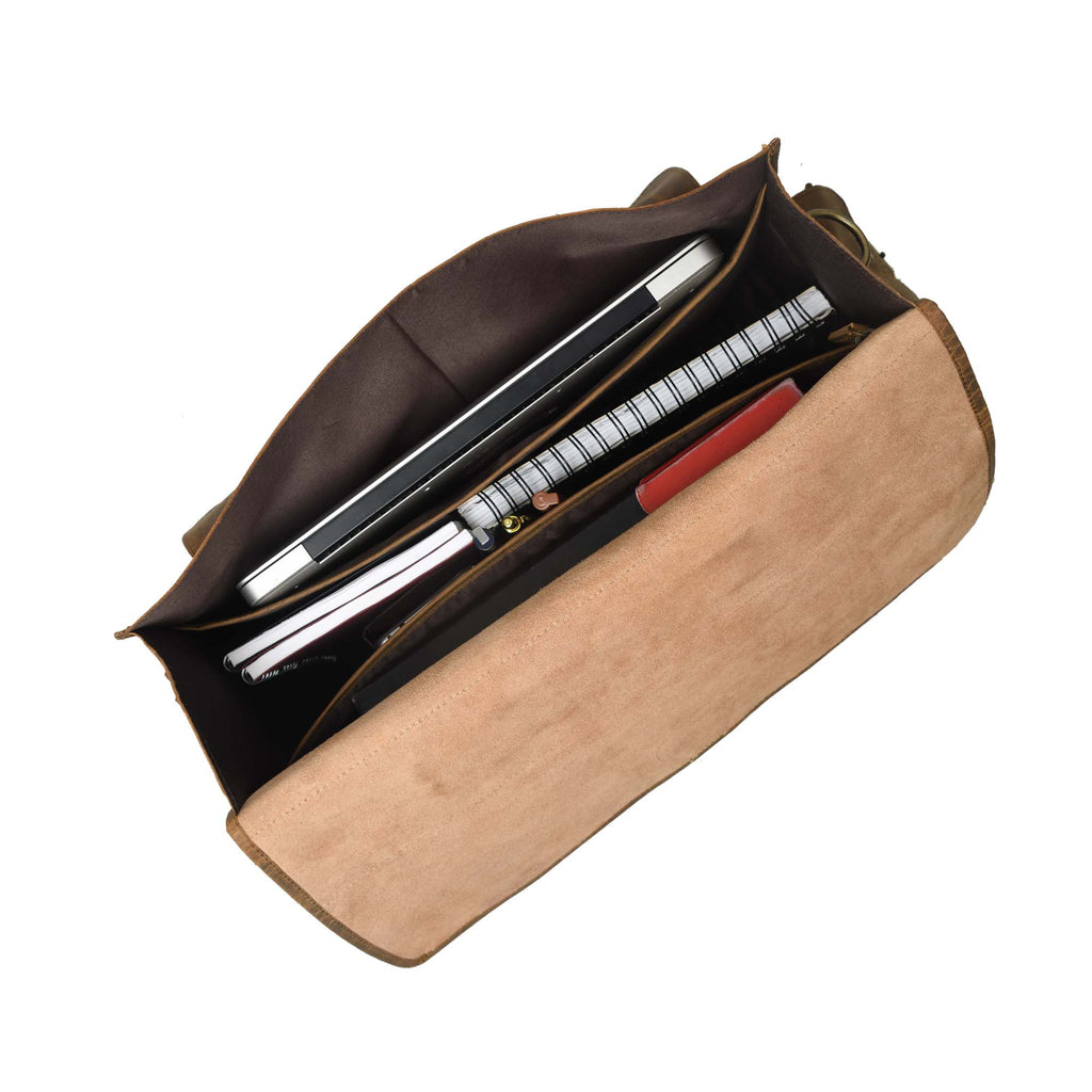 CraftShades 16 Inch Buffalo Leather Messenger Laptop Bag
