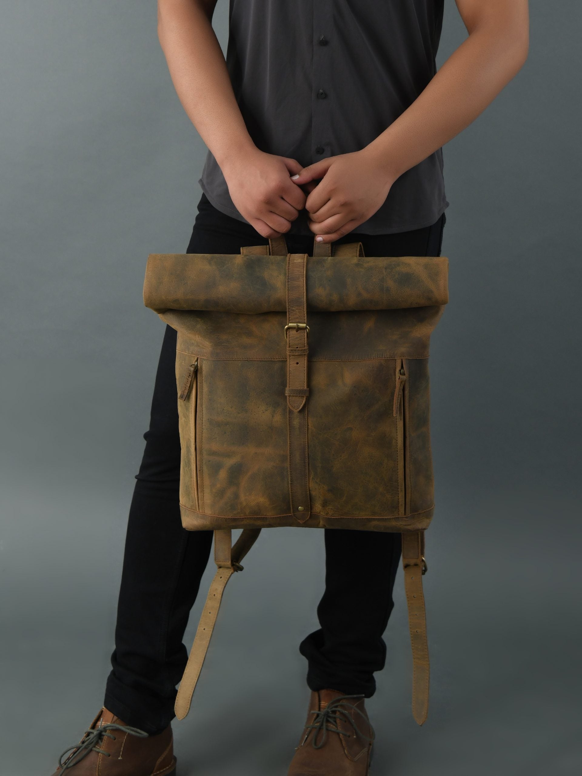 CraftShades Vintage buffalo leather backpack for men's &amp; womens