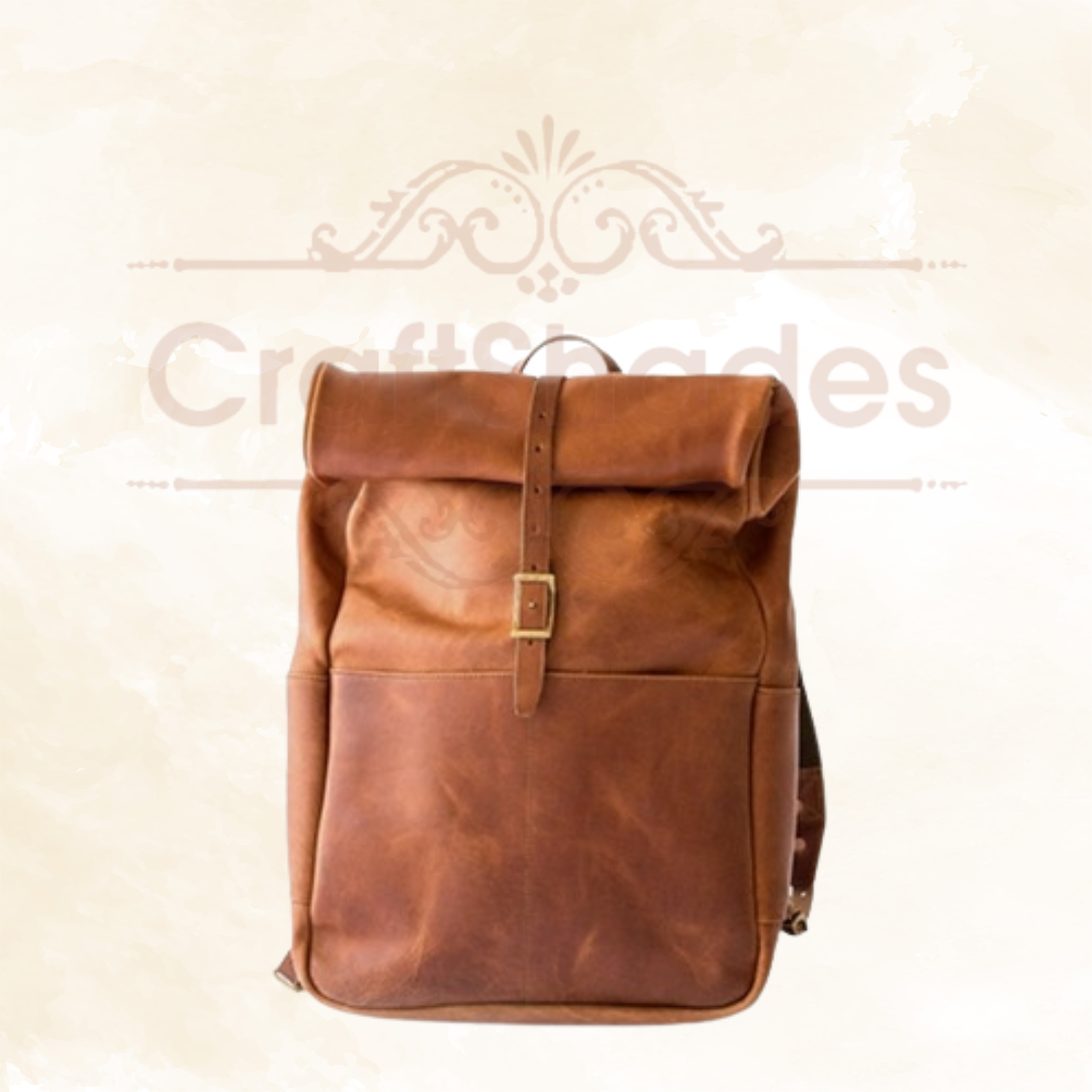 Craftshades - 100% Genuine Roll 13*18 Inch Goat Leather Shoulder Backpack | Unisex