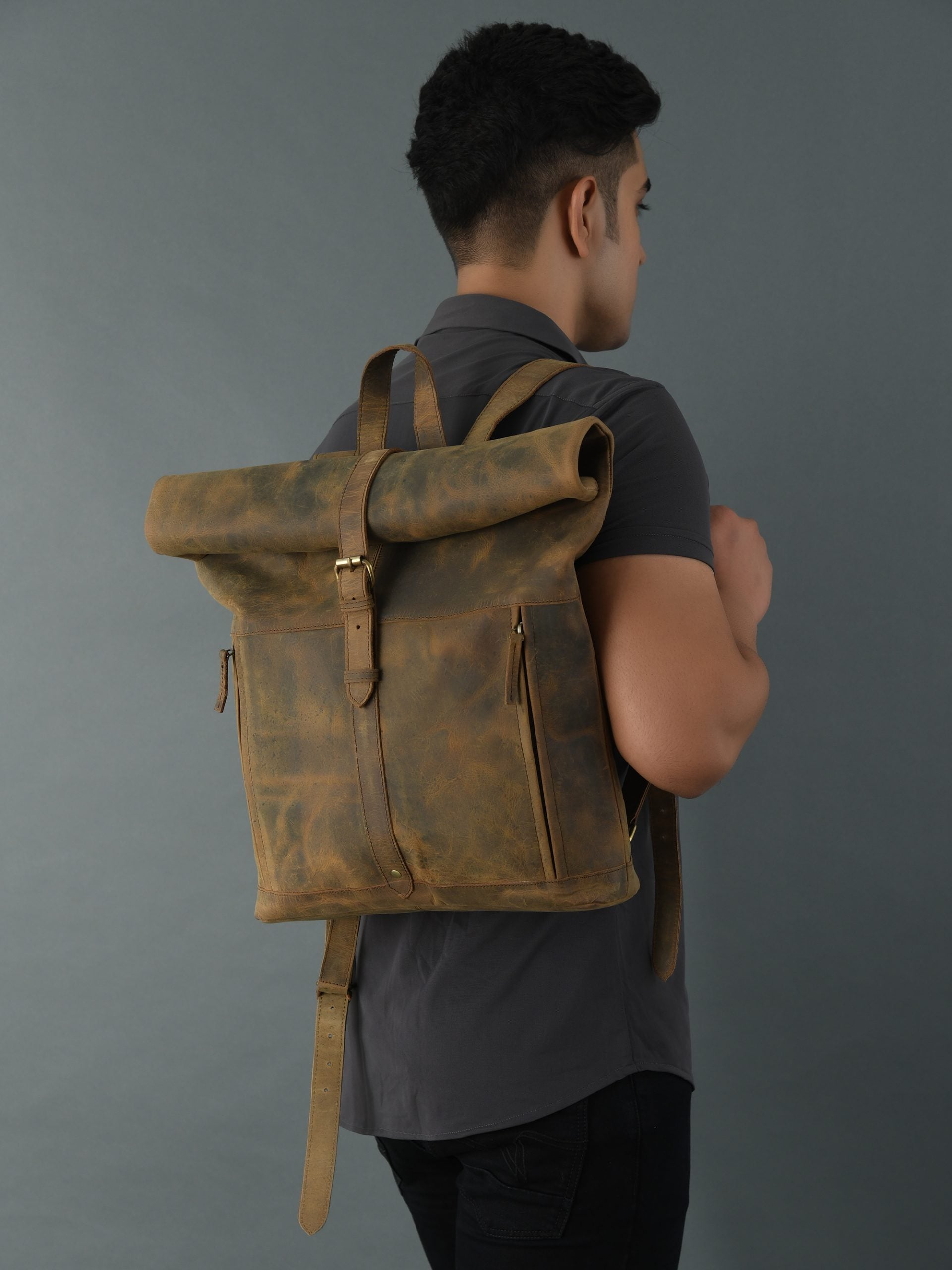 CraftShades Vintage buffalo leather backpack for men's &amp; womens