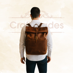 Craftshades - 100% Genuine Roll 13*18 Inch Goat Leather Shoulder Backpack | Unisex